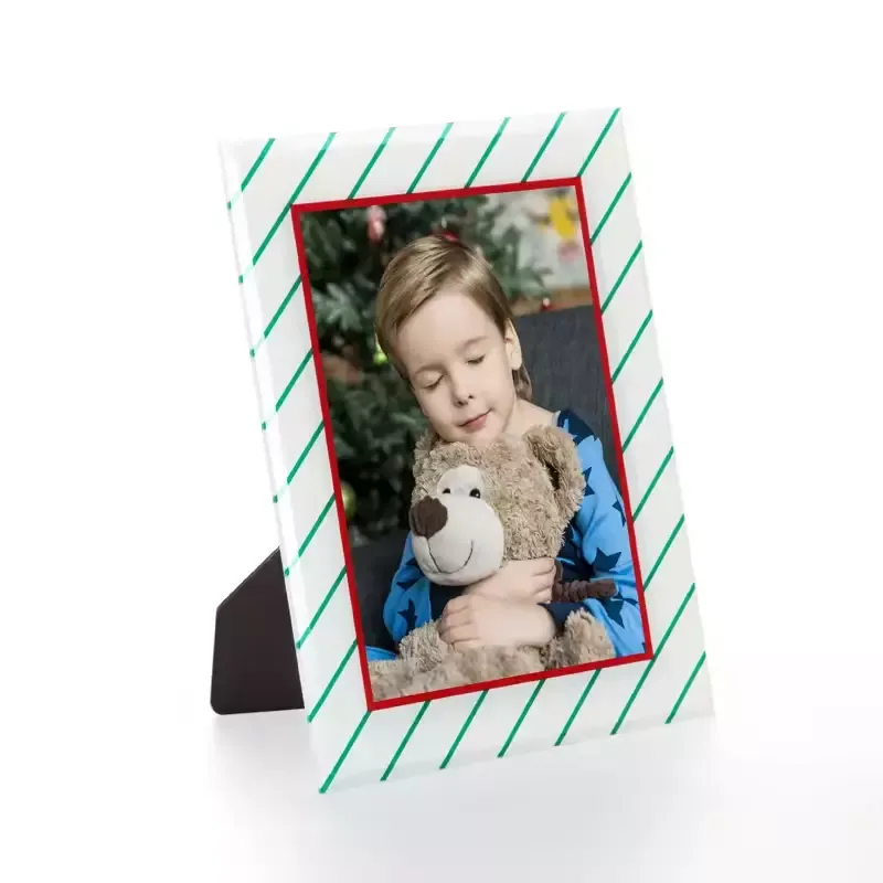 Custom Green Stripe Red Stripe Glass Photo Frame 6" 7" 10" Crystal Picture Frame