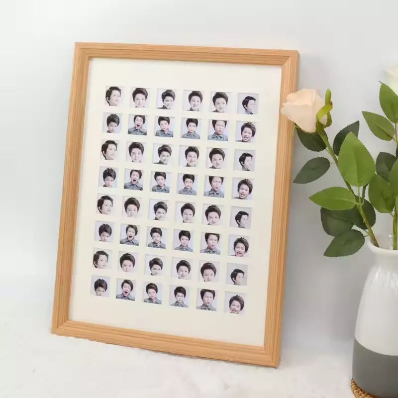 Custom Baby's Growth Keepsake Picture Frame 36/48/100 Grids Solid Wooden Photo Frame
