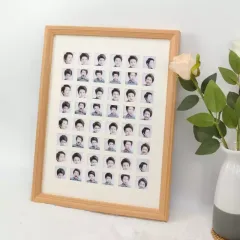 Custom Baby's Growth Keepsake Picture Frame 36/48/100 Grids Solid Wooden Photo Frame