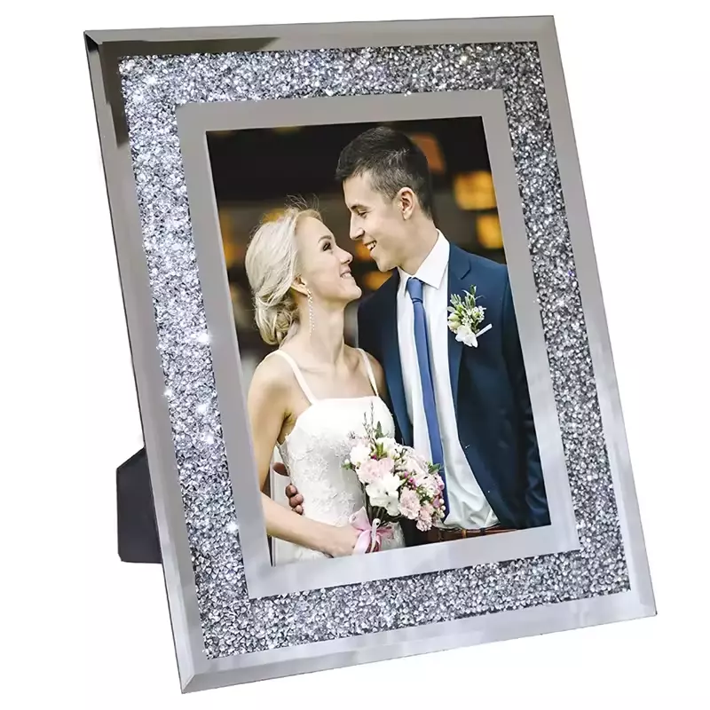 Wholesale 4x6" 5x7" 8x10" Glass Photo Frame Sparkling Crystal Picture Frame