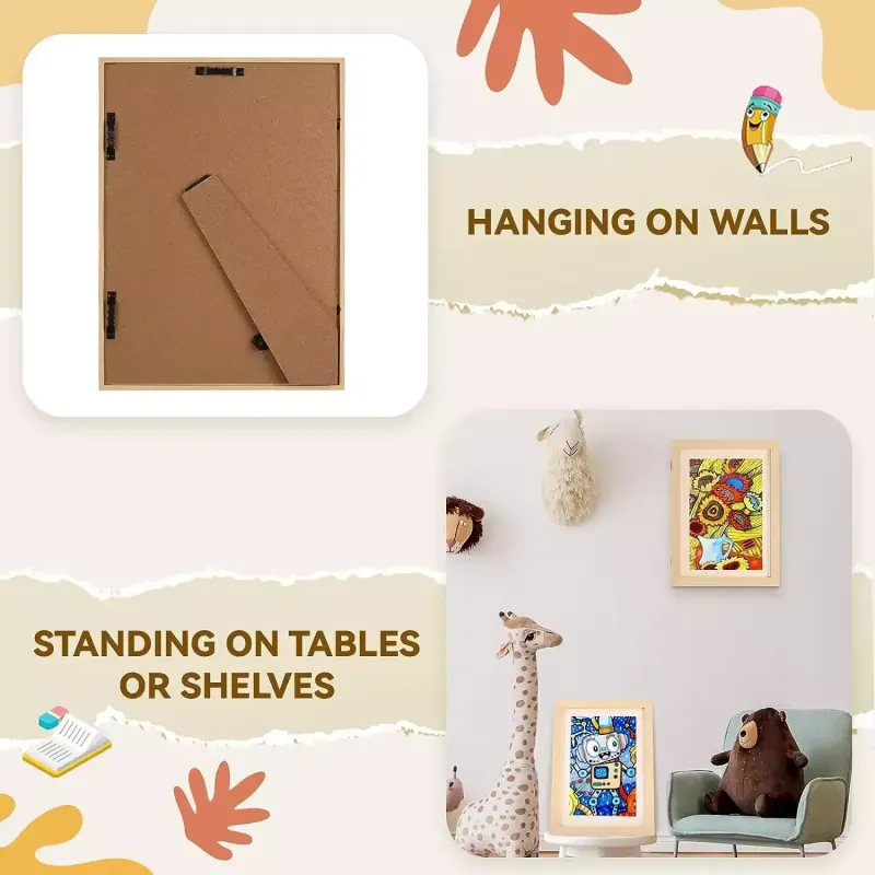 Wholesale Front Opening Glass Kids Artwork Frame A4, A3, 10x12.5, 8.5x11, 9x12 Photo Frame