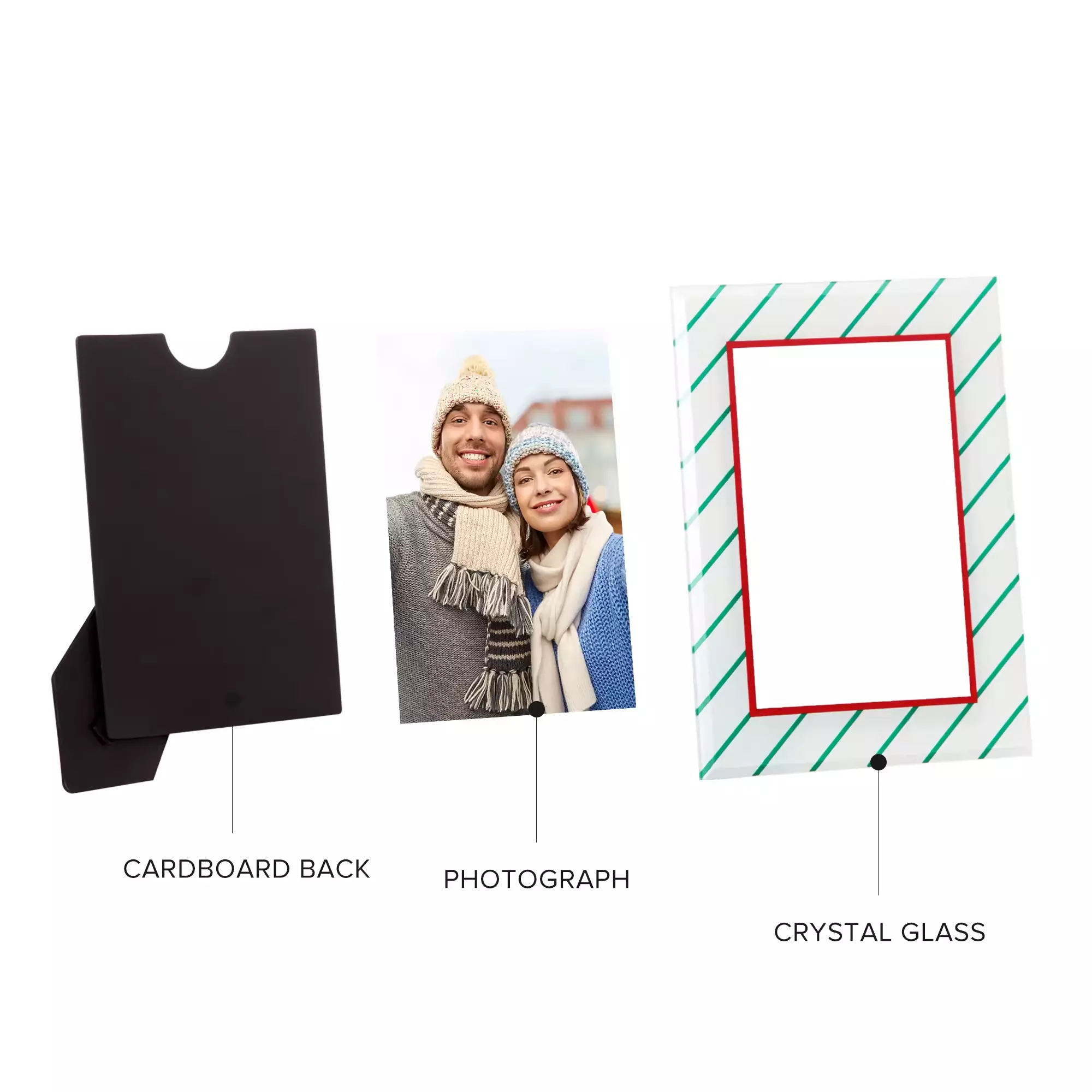 Custom Green Stripe Red Stripe Glass Photo Frame 6" 7" 10" Crystal Picture Frame