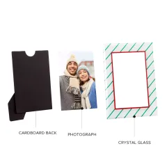 Custom Green Stripe Red Stripe Glass Photo Frame 6" 7" 10" Crystal Picture Frame