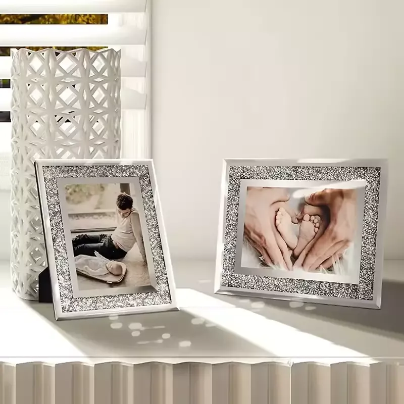 Wholesale 4x6" 5x7" 8x10" Glass Photo Frame Sparkling Crystal Picture Frame