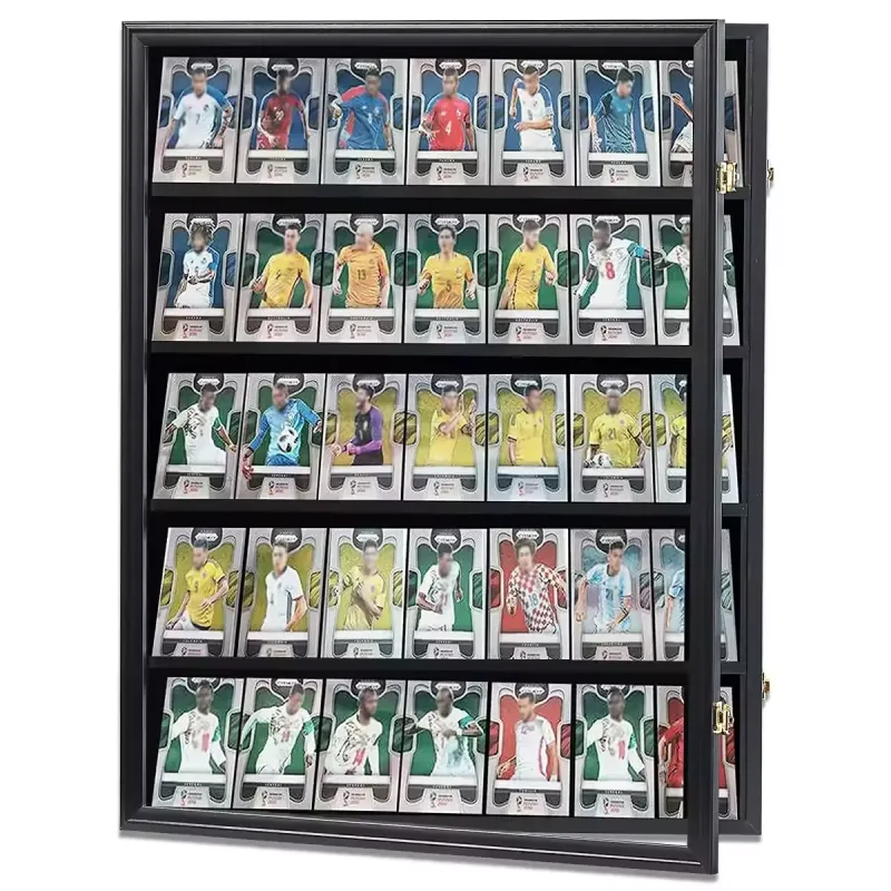 Customized Vertical Card Display Frame, Lockable 35 Graded Sports Card Shadow Box