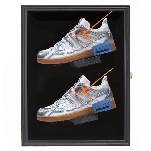 Customized Lockable Solid Wooden Shoe Display Shadow Box, UV Resistant Sneaker Display Cabinet