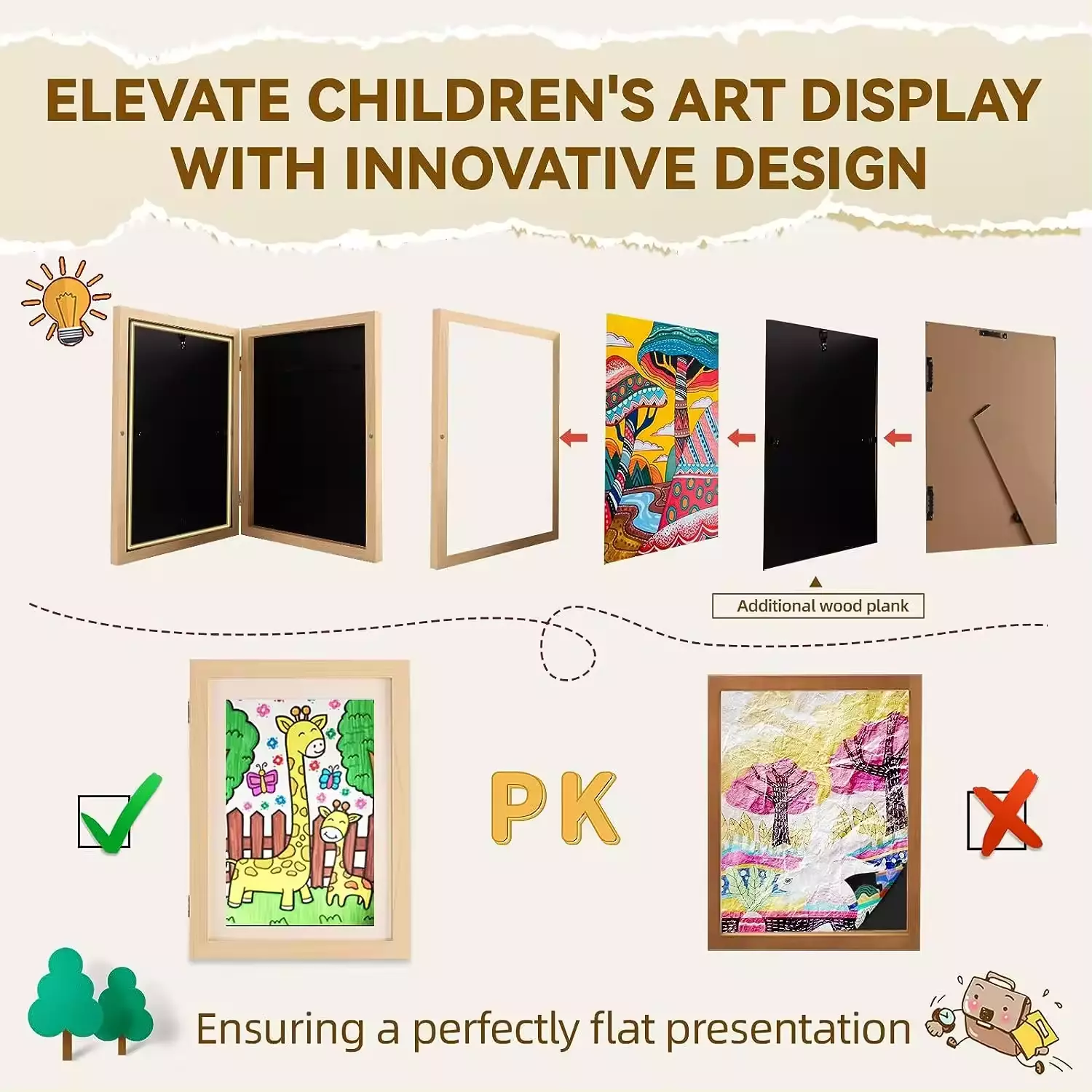 Wholesale Front Opening Glass Kids Artwork Frame A4, A3, 10x12.5, 8.5x11, 9x12 Photo Frame
