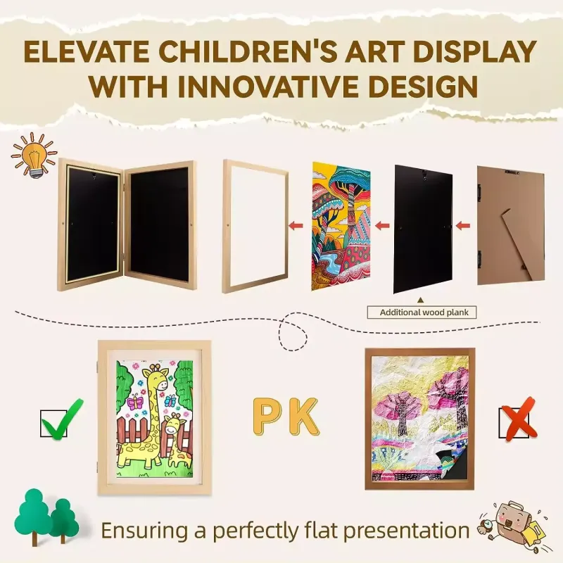 Wholesale Front Opening Glass Kids Artwork Frame A4, A3, 10x12.5, 8.5x11, 9x12 Photo Frame