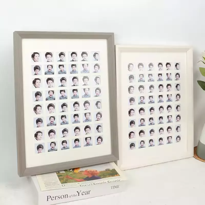 Custom Baby's Growth Keepsake Picture Frame 36/48/100 Grids Solid Wooden Photo Frame