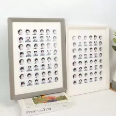 Custom Baby's Growth Keepsake Picture Frame 36/48/100 Grids Solid Wooden Photo Frame