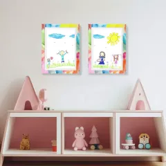 Customized Kids Artwork Frame Shatter Resistant Glass Photo Frame