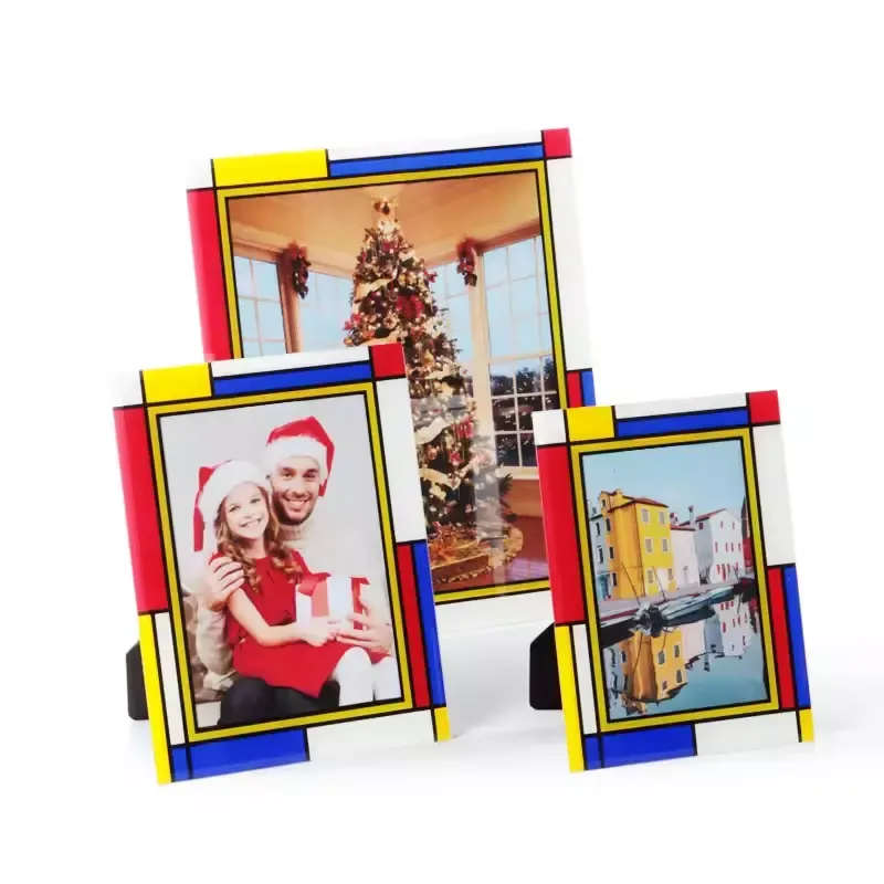 Customized Diamond Edged Glass Photo Frame Stained Crystal Picture Frame