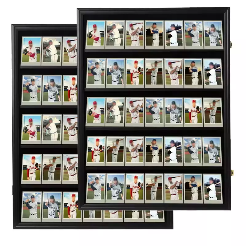 Customized Vertical Card Display Frame, Lockable 35 Graded Sports Card Shadow Box