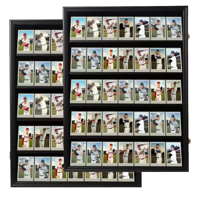 Customized Vertical Card Display Frame, Lockable 35 Graded Sports Card Shadow Box