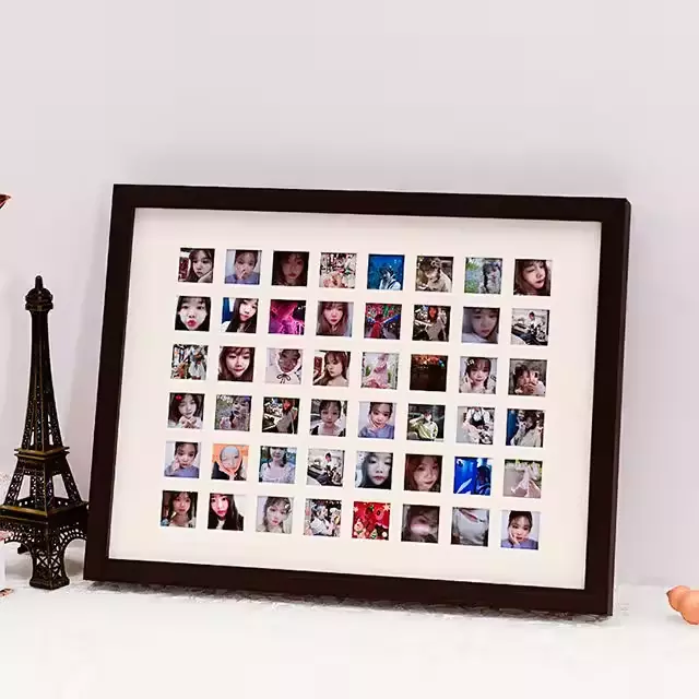 Custom Baby's Growth Keepsake Picture Frame 36/48/100 Grids Solid Wooden Photo Frame