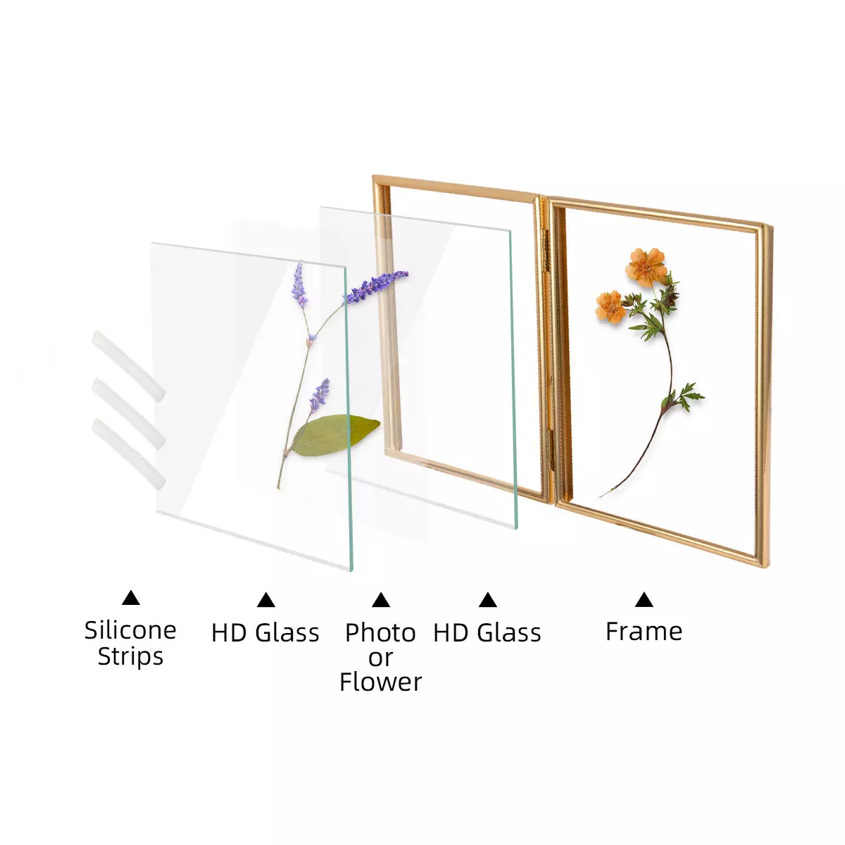 Custom Metal Hinged Photo Frame 2 Piece Folding Picture Frame
