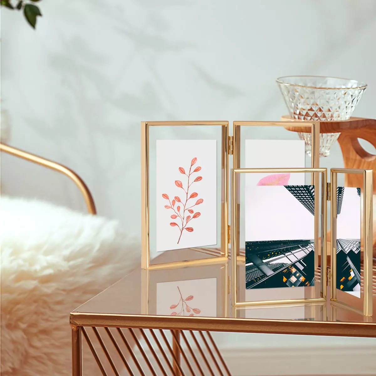 Custom Metal Hinged Photo Frame 2 Piece Folding Picture Frame