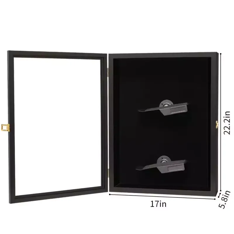 Customized Lockable Solid Wooden Shoe Display Shadow Box, UV Resistant Sneaker Display Cabinet