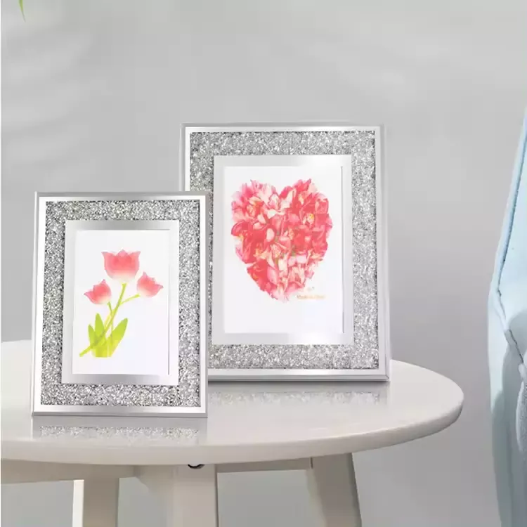 Wholesale 4x6" 5x7" 8x10" Glass Photo Frame Sparkling Crystal Picture Frame