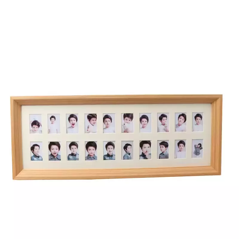 Wholesale Nordic Solid Wood Photo Frame Rectangle 10/20 Grids Children's Id Picture Frame