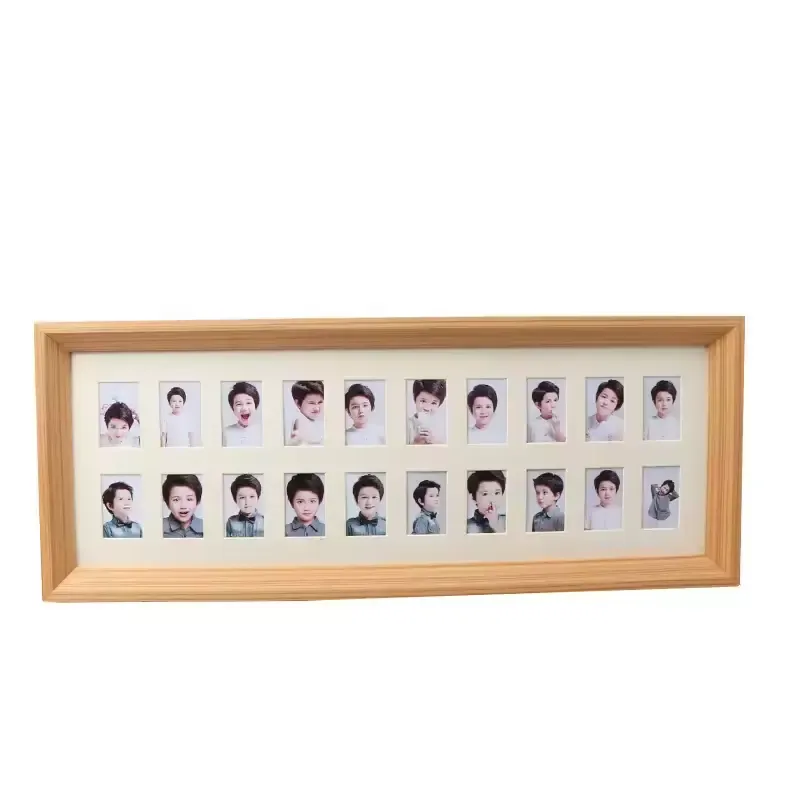 Wholesale Nordic Solid Wood Photo Frame Rectangle 10/20 Grids Children's Id Picture Frame