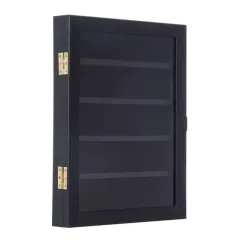 Custom Challenge Coin Display Case, Lockable Wooden Shadow Box with Removable Grooves
