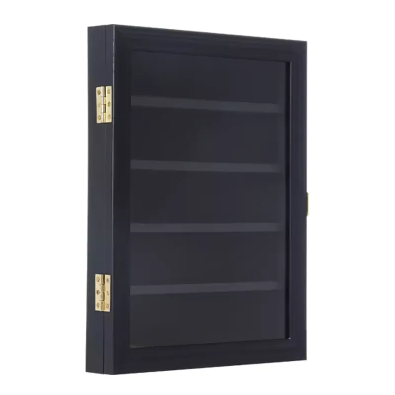 Custom Challenge Coin Display Case, Lockable Wooden Shadow Box with Removable Grooves