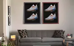 Customized Lockable Solid Wooden Shoe Display Shadow Box, UV Resistant Sneaker Display Cabinet