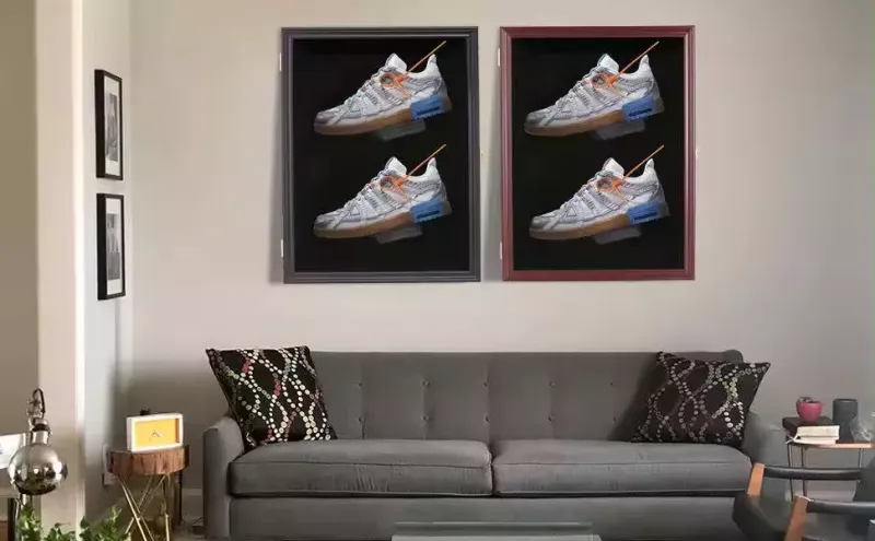 Customized Lockable Solid Wooden Shoe Display Shadow Box, UV Resistant Sneaker Display Cabinet
