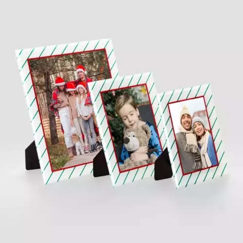 Custom Green Stripe Red Stripe Glass Photo Frame 6" 7" 10" Crystal Picture Frame