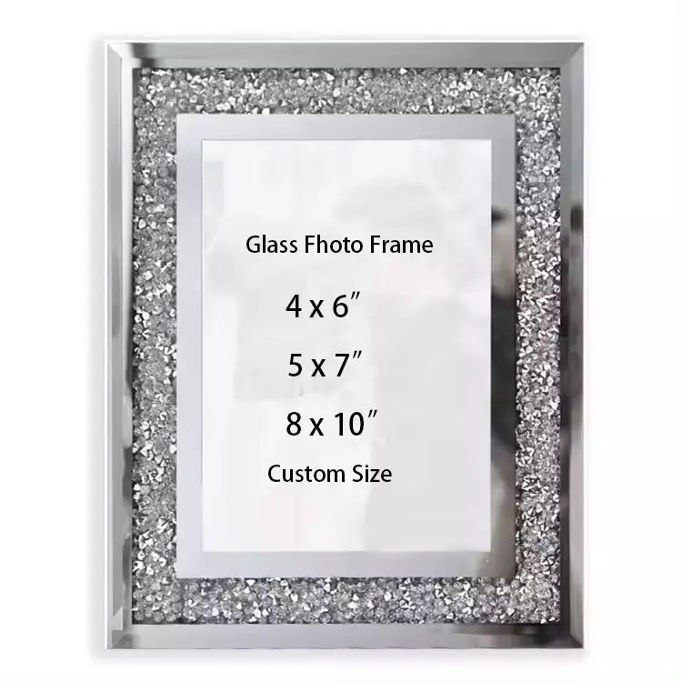 Wholesale 4x6" 5x7" 8x10" Glass Photo Frame Sparkling Crystal Picture Frame