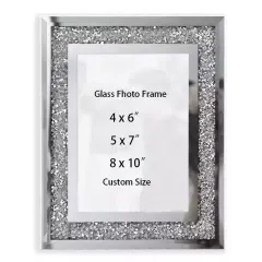 Wholesale 4x6" 5x7" 8x10" Glass Photo Frame Sparkling Crystal Picture Frame