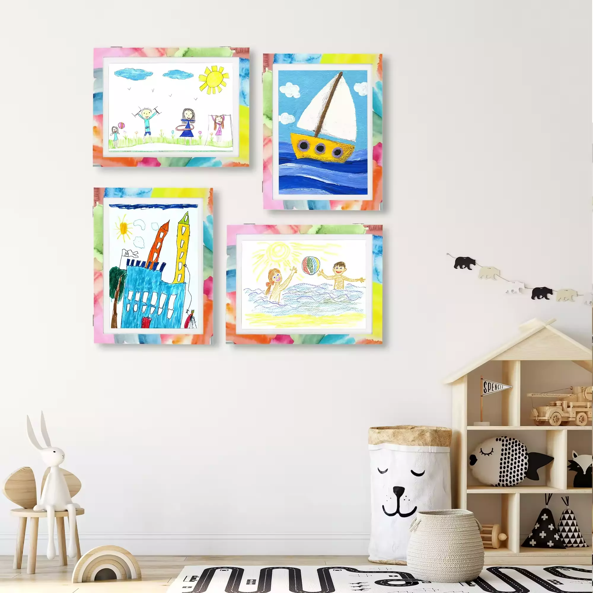 Customized Kids Artwork Frame Shatter Resistant Glass Photo Frame