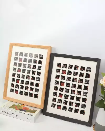 Custom Baby's Growth Keepsake Picture Frame 36/48/100 Grids Solid Wooden Photo Frame