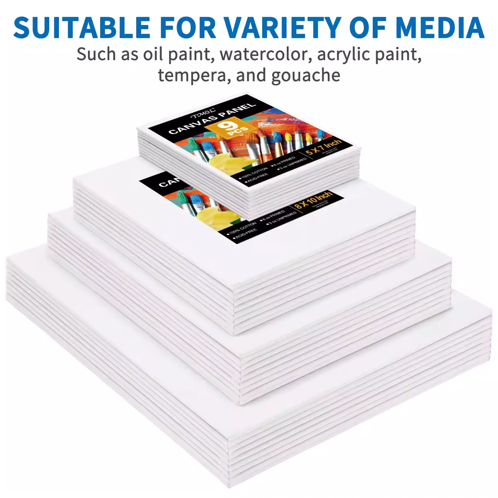 Customized Pure Cotton Blank Canvas for Oil Painting, Wet or Dry Art Media