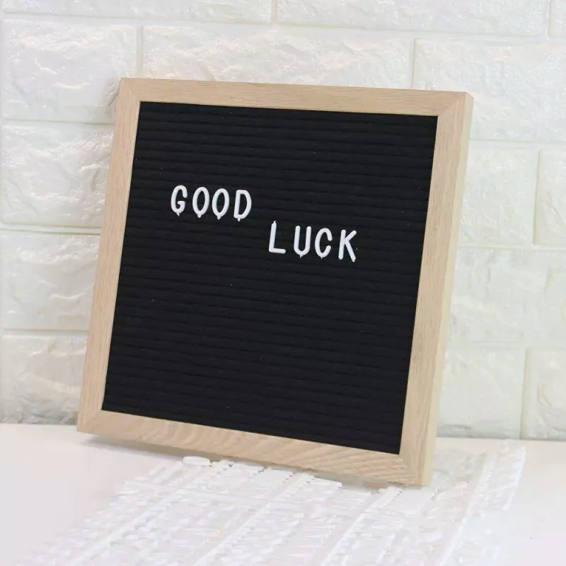 Customized Solid Wood Felt Letter Board Black Backing Plate Felt Letter Frame