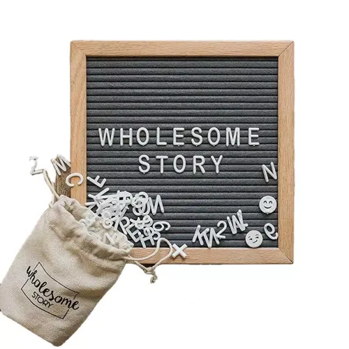 Customized Solid Wood Felt Letter Board Black Backing Plate Felt Letter Frame