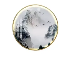Wholesale Round Entryway Study Decorative Painting Ink Scenery Landscape Hanging Painting