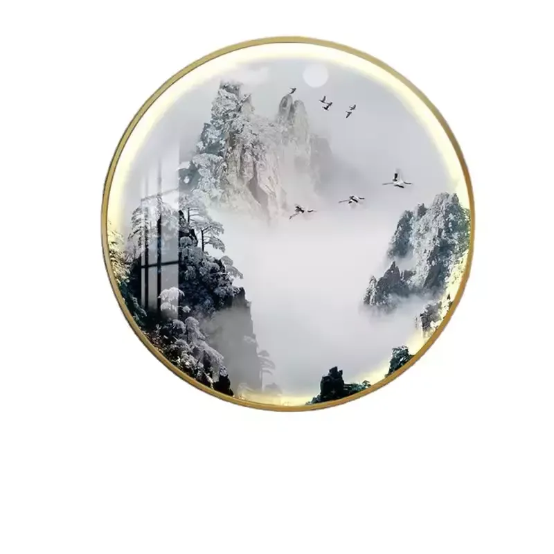 Wholesale Round Entryway Study Decorative Painting Ink Scenery Landscape Hanging Painting