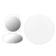 Customized Folding LED Makeup Mirror with Light, Round Beauty Mirror Double Sided 2x Magnifying Handheld Mirror