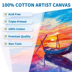 Customized Pure Cotton Blank Canvas for Oil Painting, Wet or Dry Art Media