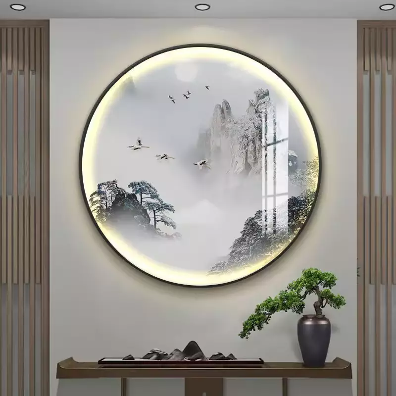 Wholesale Round Entryway Study Decorative Painting Ink Scenery Landscape Hanging Painting
