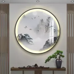 Wholesale Round Entryway Study Decorative Painting Ink Scenery Landscape Hanging Painting