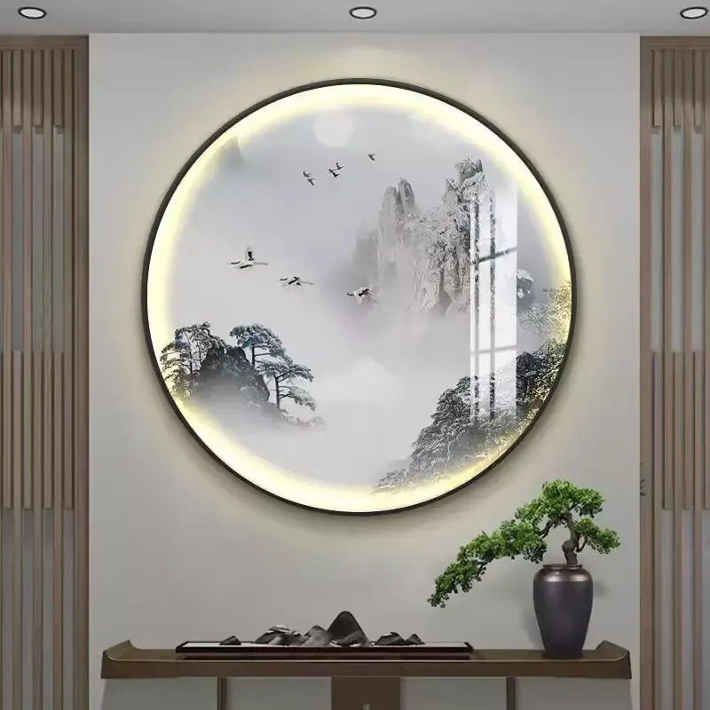 Wholesale Round Entryway Study Decorative Painting Ink Scenery Landscape Hanging Painting