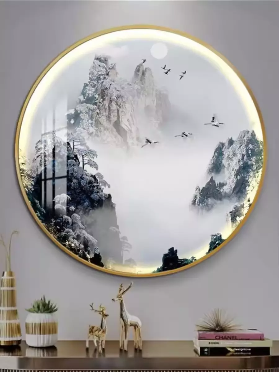 Wholesale Round Entryway Study Decorative Painting Ink Scenery Landscape Hanging Painting