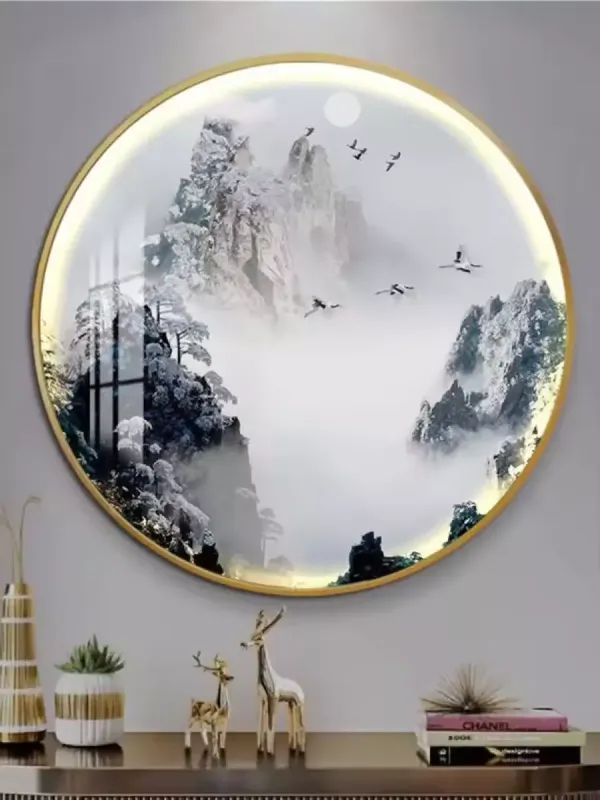 Wholesale Round Entryway Study Decorative Painting Ink Scenery Landscape Hanging Painting