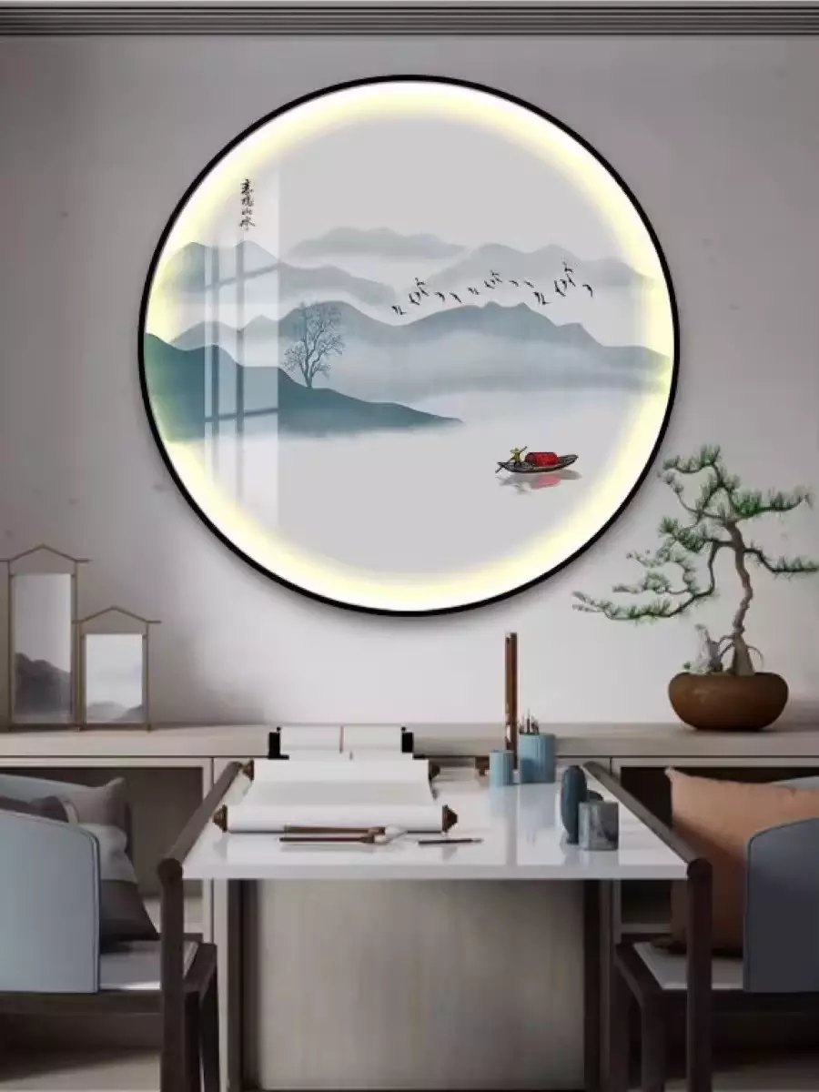 Wholesale Round Entryway Study Decorative Painting Ink Scenery Landscape Hanging Painting