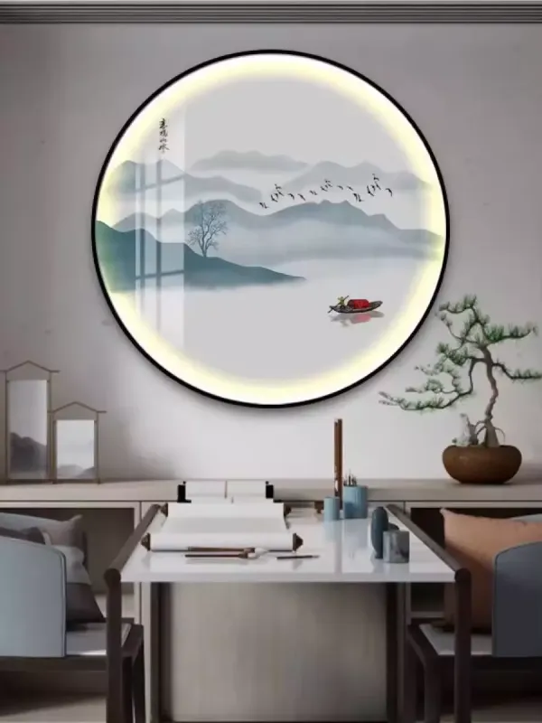 Wholesale Round Entryway Study Decorative Painting Ink Scenery Landscape Hanging Painting