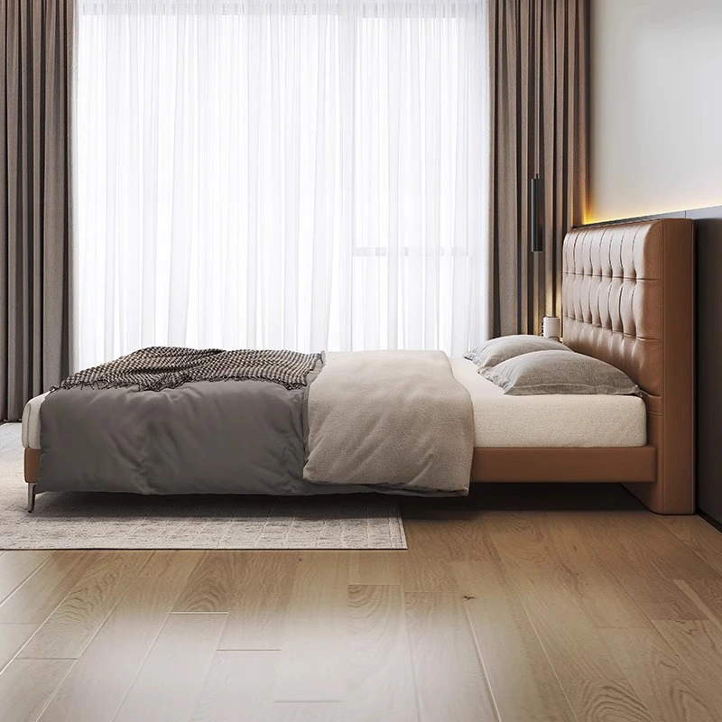 Grained Leather Bed