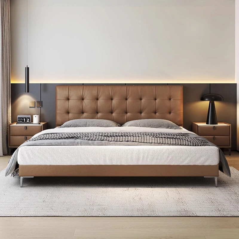 Grained Leather Bed